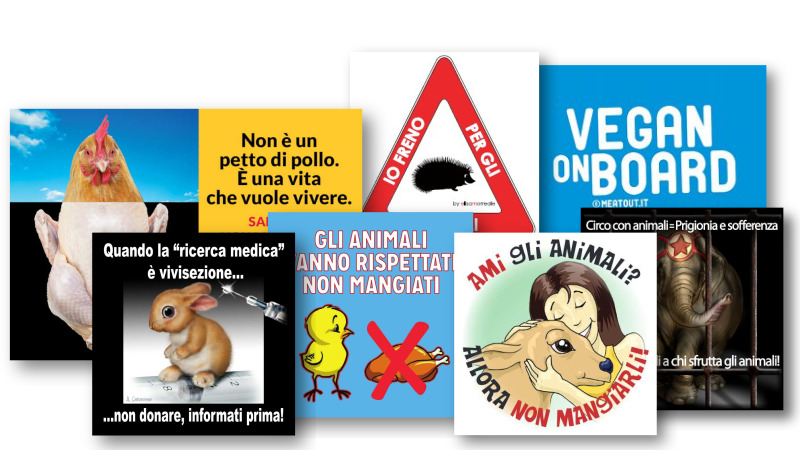 Adesivi con messaggi animalisti