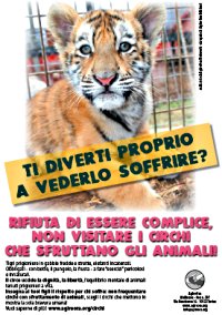 Locandina anti-circo 'Ti diverti proprio a vederlo soffrire?'